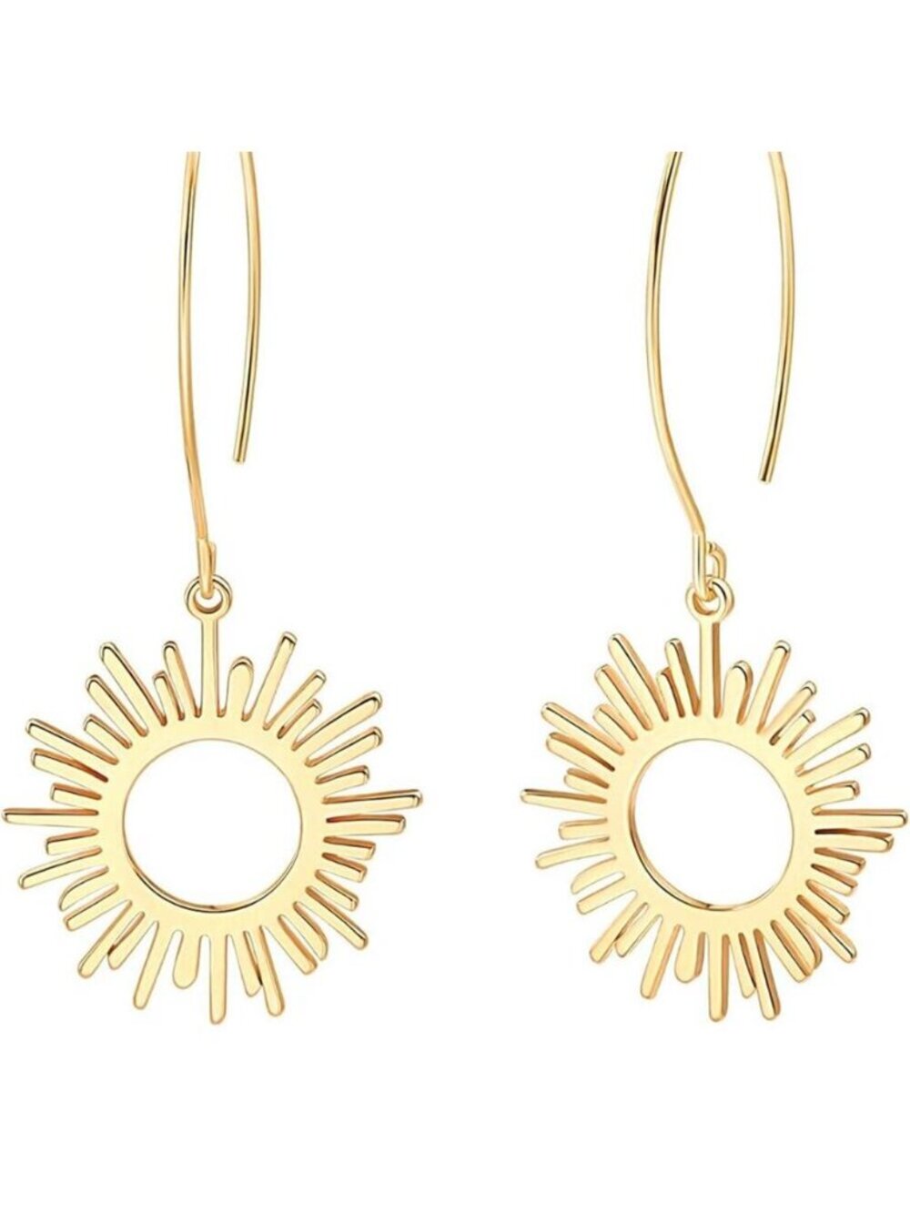 Geometric Drop Dangle Earrings Boho Statement Long Hoops 18k Gold Plated Lightwe